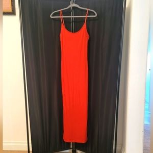 FOREVER 21 burnt orange spaghetti strap maxi dress, M